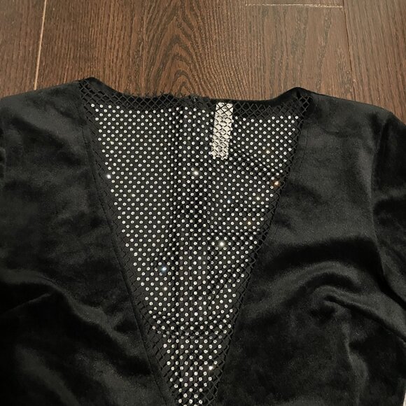 Black Velvet Rhinestone Dress - Picture 3 of 5